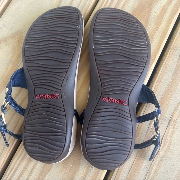 VIONIC Kirra Metallic Blue Sandal Comfort T Strap Thong Ankle Strap 7.5 Navy - Picture 9 of 10